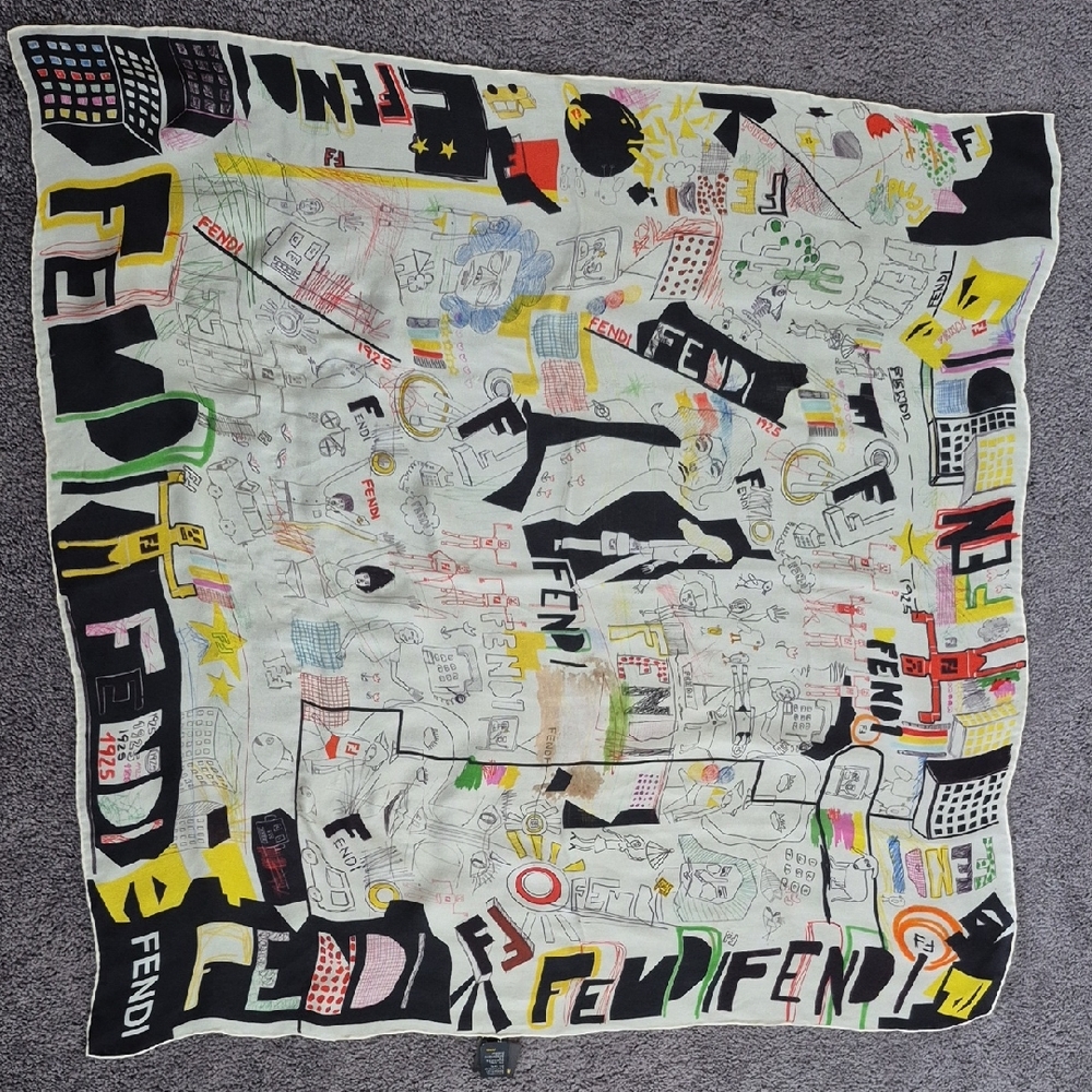 Fendi Colorful Graphic Print Scarf
